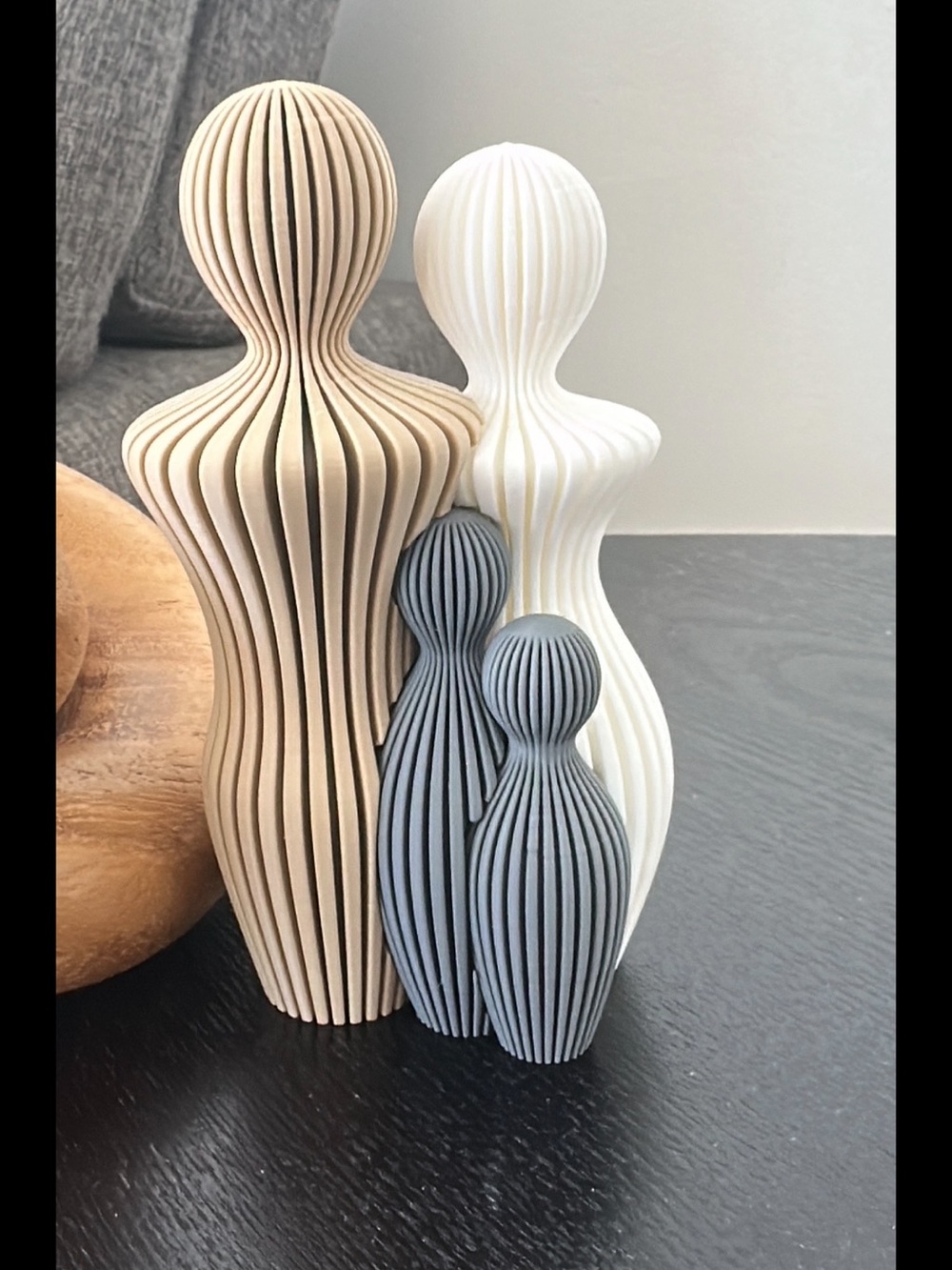 Contemporary Sculptural Pair Set - Beige, White & Gray Home Art